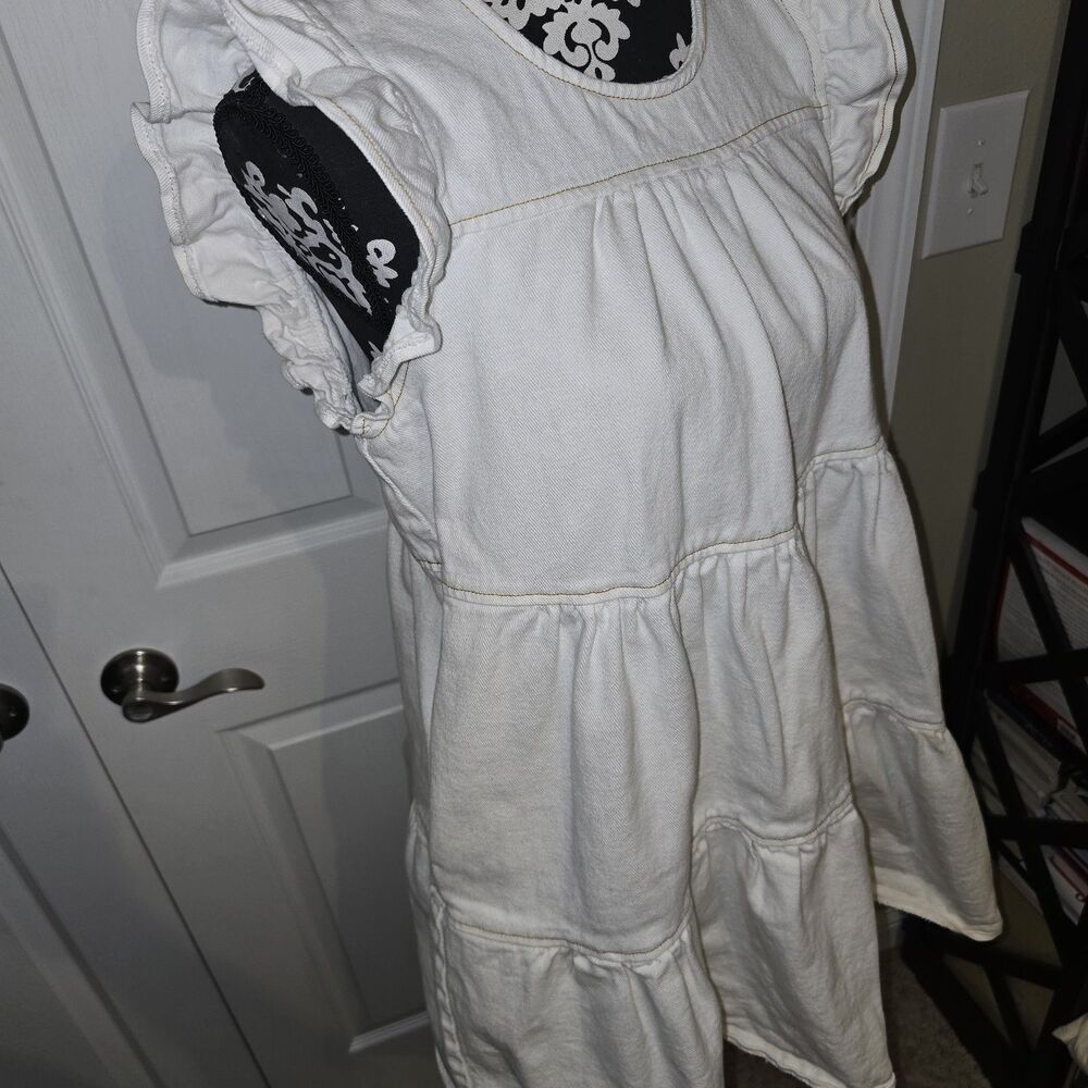 Alter'd State White Denim Dreams Babydoll Cowgirl Midi Ruffle Dress Size M